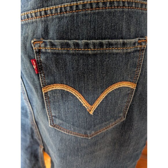 Levis Womens Denim Pencil Skirt Blue Mid-Rise Button Closure Back Pockets Size M - Picture 3 of 10